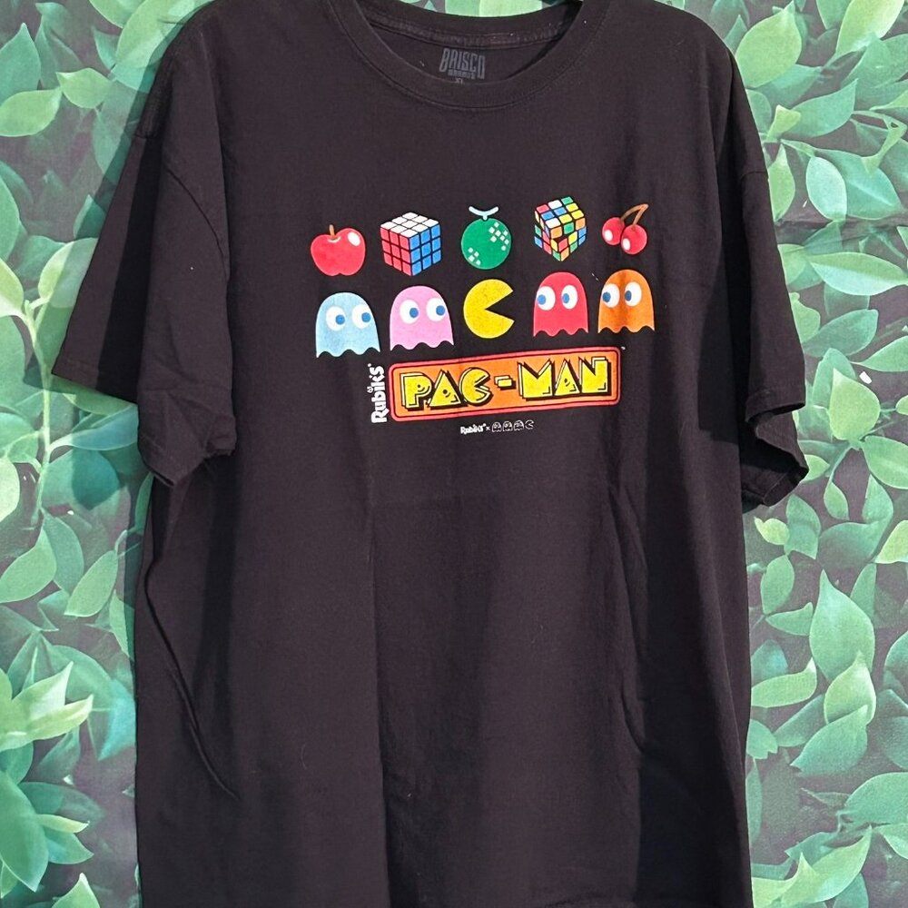 Retro Games Rubiks PAC-Man By Bristol Brands Black Youth/adult XL Short Sleeve